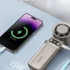 EPICHA 15W fast-charging emergency power bank with fan, charging a smartphone.