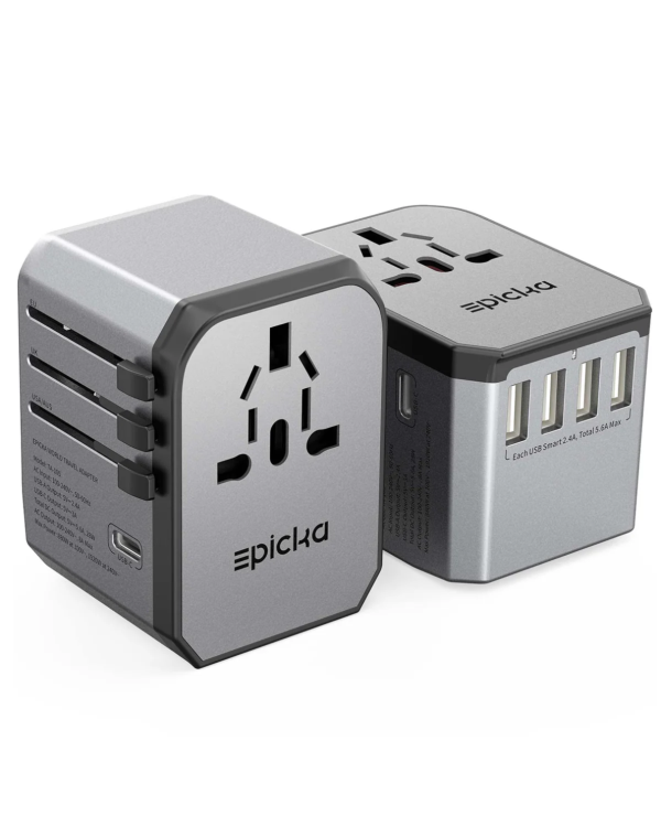 epicka-ta-105-world-travel-adapter-1 Epicka universal travel adapter with EU, UK, USA/AUS plugs and USB-A, USB-C ports