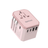 Pink Epicka universal travel adapter with USB-C and USB ports