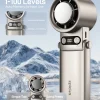 Portable epicla handheld cooling fan with 1-100 adjustable levels and digital wind/battery display.