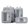 gray-mesh-packing-cubes-set EPICKA gray packing cube set with mesh windows for travel organization.