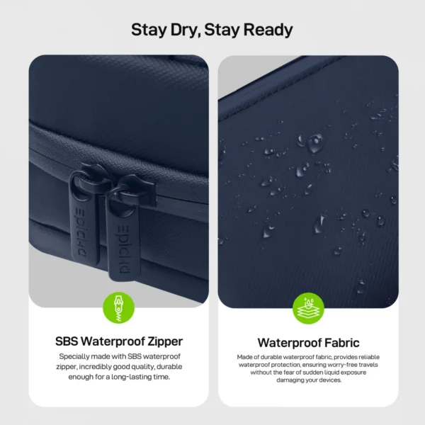 Epicha waterproof travel case with SBS zipper and water-repellent fabric